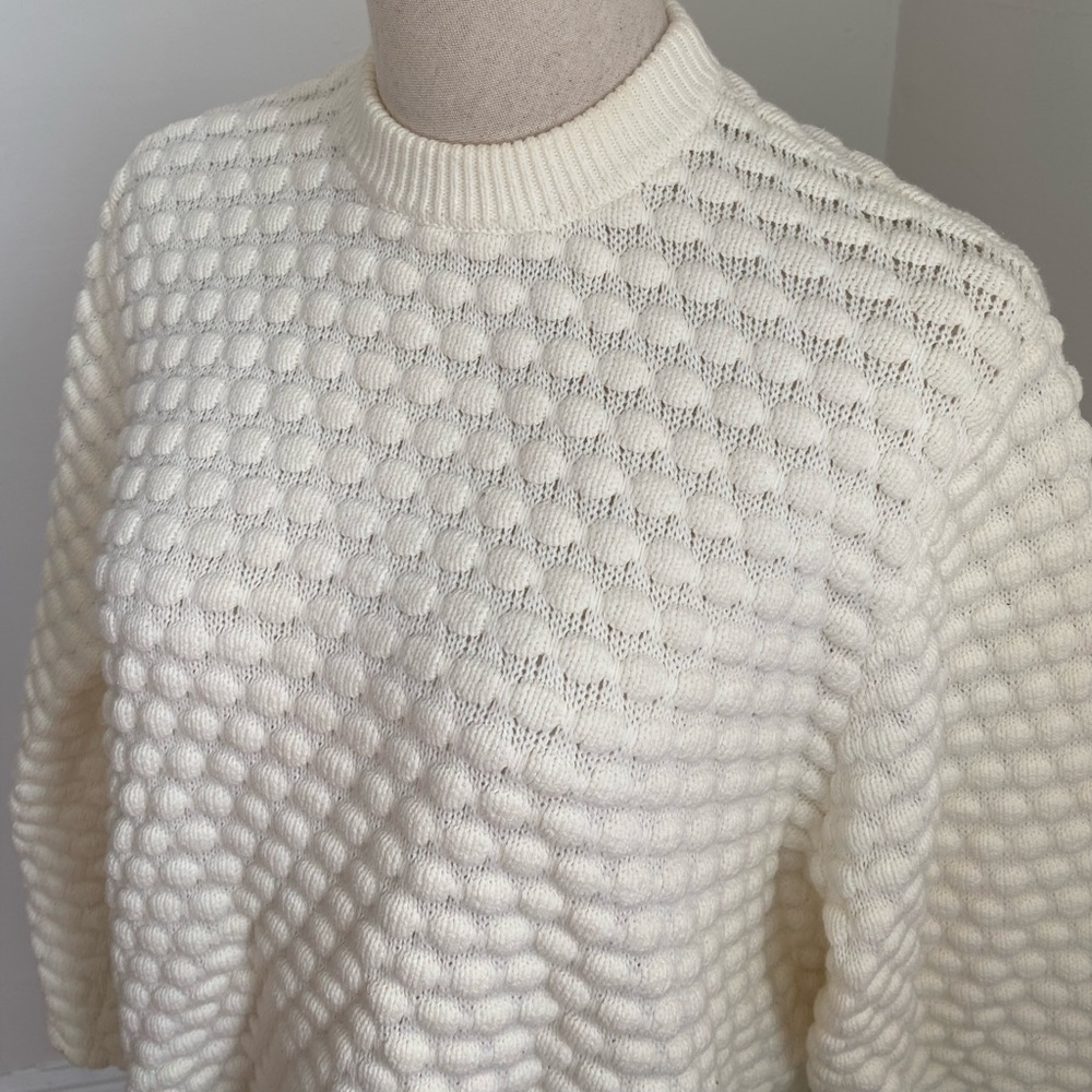 Cream Bubble Texture Sweater
